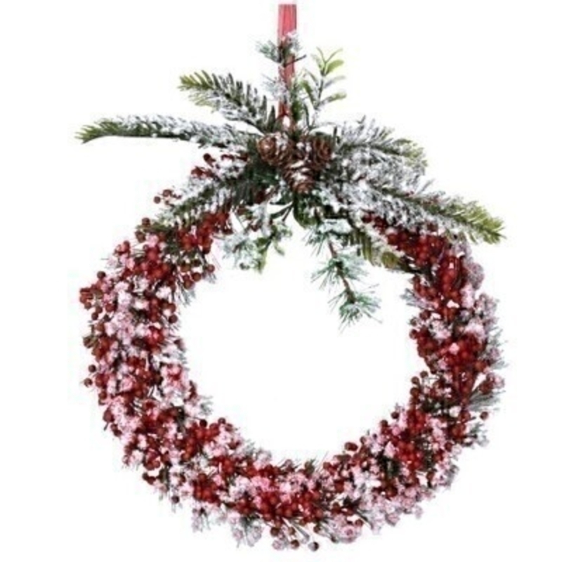 This small red berry snowy wreath is from Designer Gisela Graham.  As this festive wreath is smaller than most wreaths it would suits any internal door or porch way. Remember Booker Flowers and Gifts for Gisela Graham Christmas Decorations. 